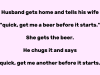 Husband gets home and tells his wife