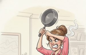 A guy is reading his paper when his wife …