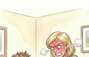 A boy comes back from school