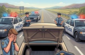 An elderly woman was cruising down the interstate…