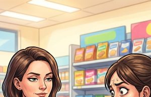 A lady goes into a store to buy some cat food.