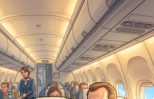 A stranger was seated next to Little Johnny on the plane