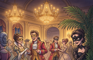 A couple was invited to a swanky masked Halloween Party.