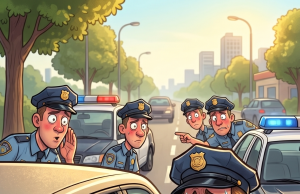 A mature (over 40) lady gets pulled over for speeding…
