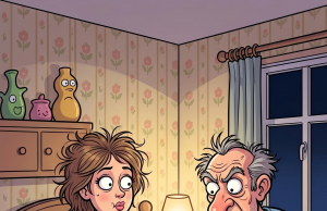 A wife was in bed with her lover when she heard her husband’s key in the door.