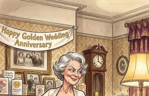 A husband and wife were celebrating their 50th anniversary.