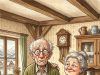 An elderly couple is celebrating their 60th wedding anniversary.